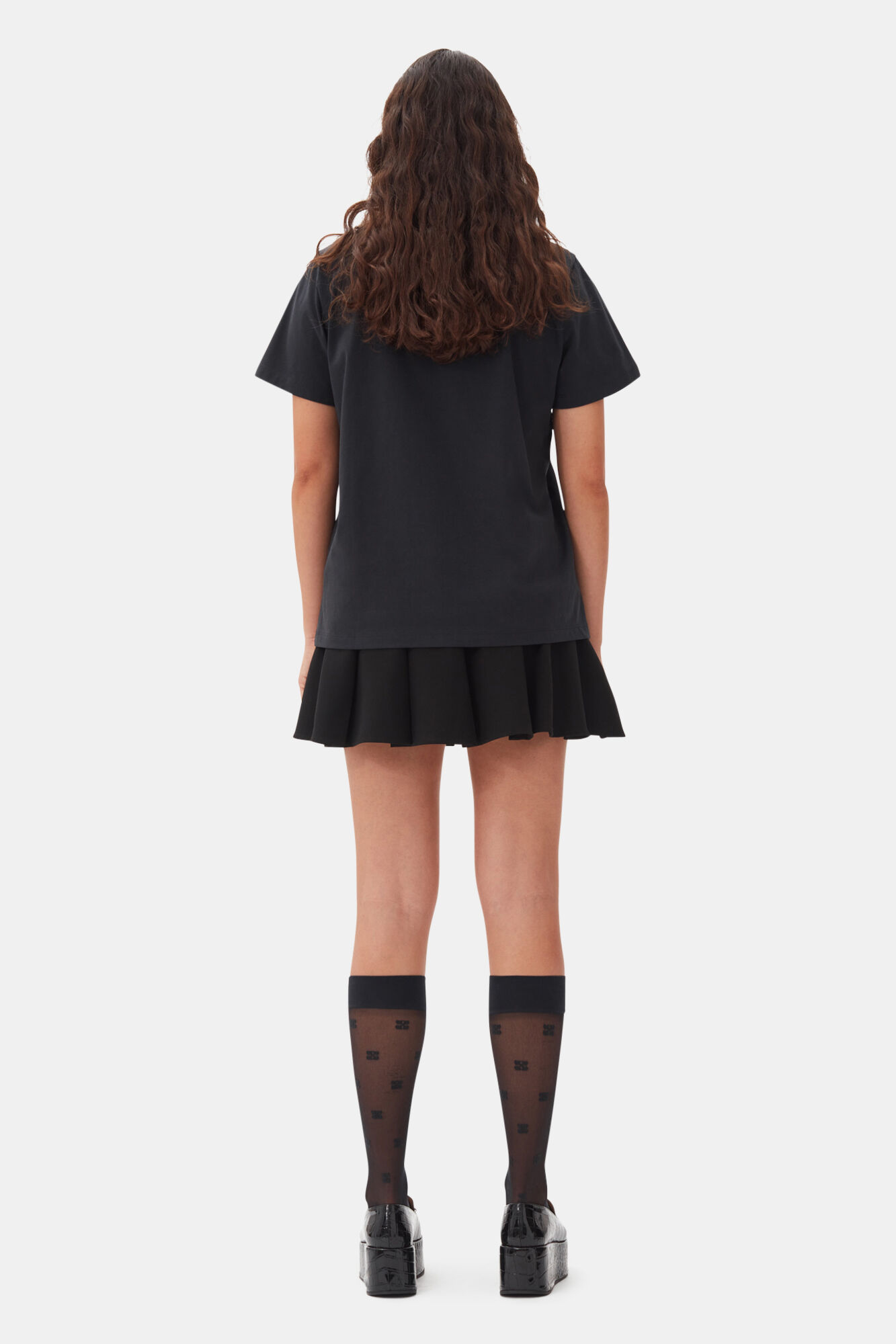 Black Basic Jersey Rose Relaxed T-shirt, Cotton, in colour Phantom - 4 - GANNI