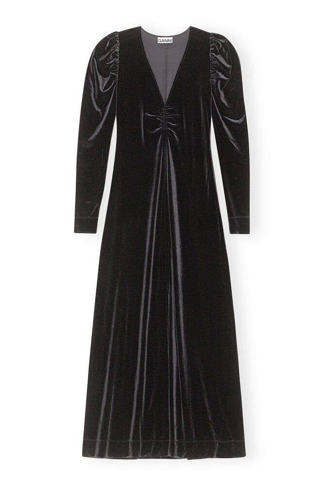 Long Velvet Dress, Black