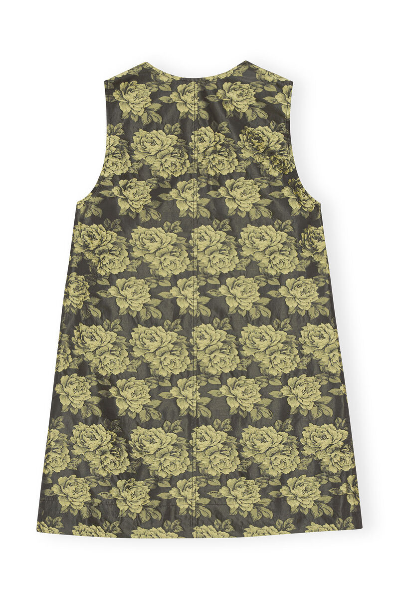 Flower Jacquard Suiting Mini Dress, Polyamide, in colour Lemon Zest - 2 - GANNI