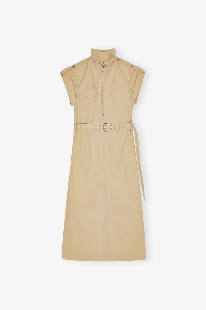 Robe en coton stretch beige, Pale Khaki