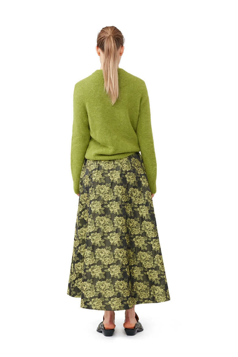 Flower Jacquard Suiting Maxi Skirt, Polyamide, in colour Lemon Zest - 5 - GANNI