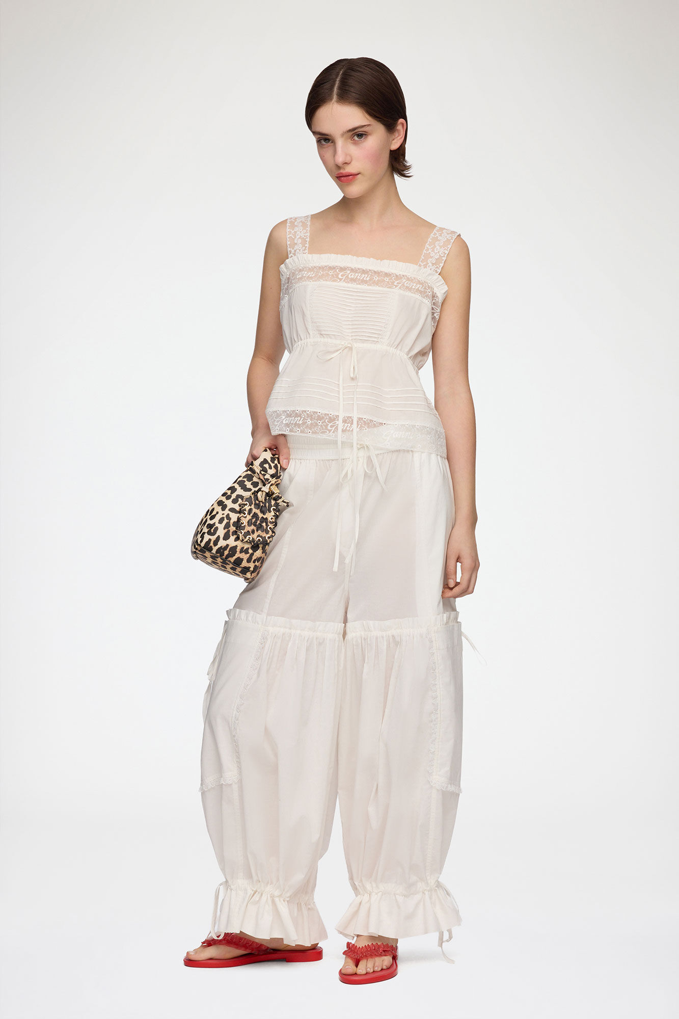 Top in White Cotton, Organic Cotton, in colour Bright White - 2 - GANNI