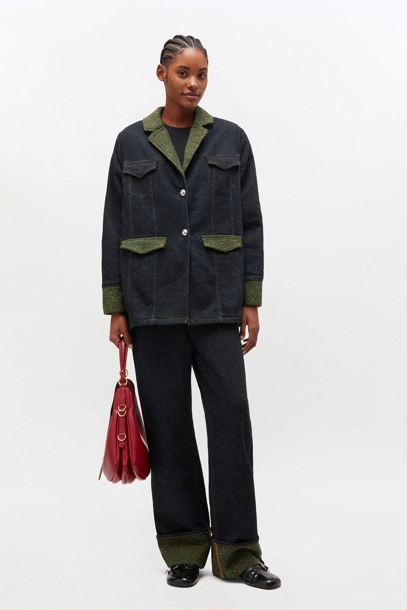 Phantom Oversize blazer i twill denim | GANNI DK