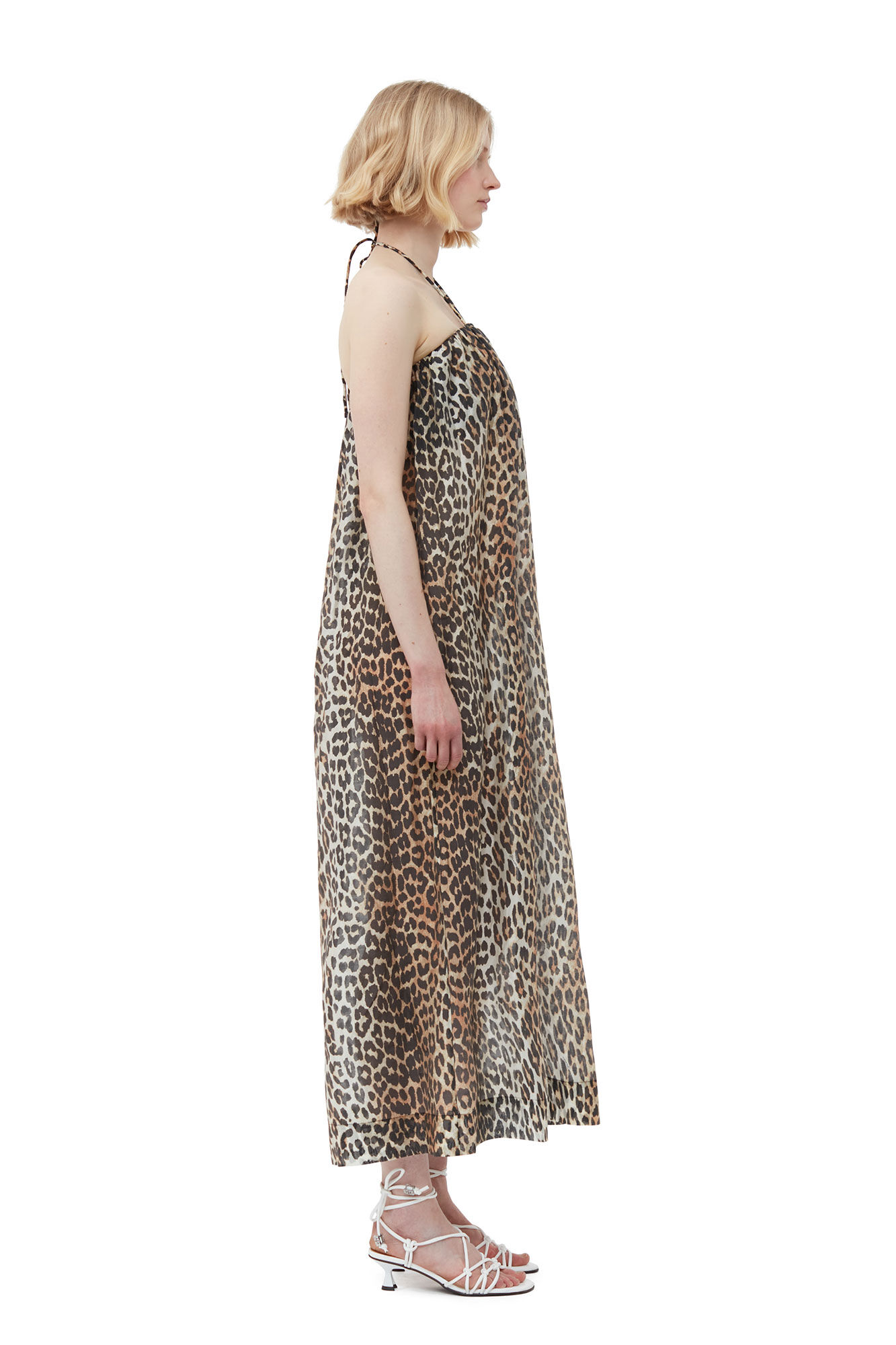 Sheer Voile Maxi Strap Dress, Lyocell, in colour Almond Milk - 3 - GANNI