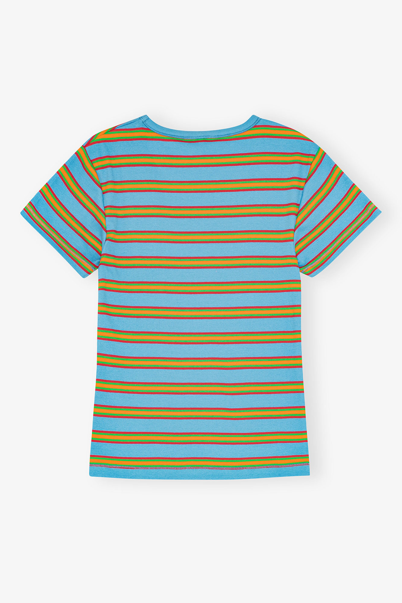 Multicolour Striped Rib T-shirt, Elastane, in colour Multicolour - 2 - GANNI