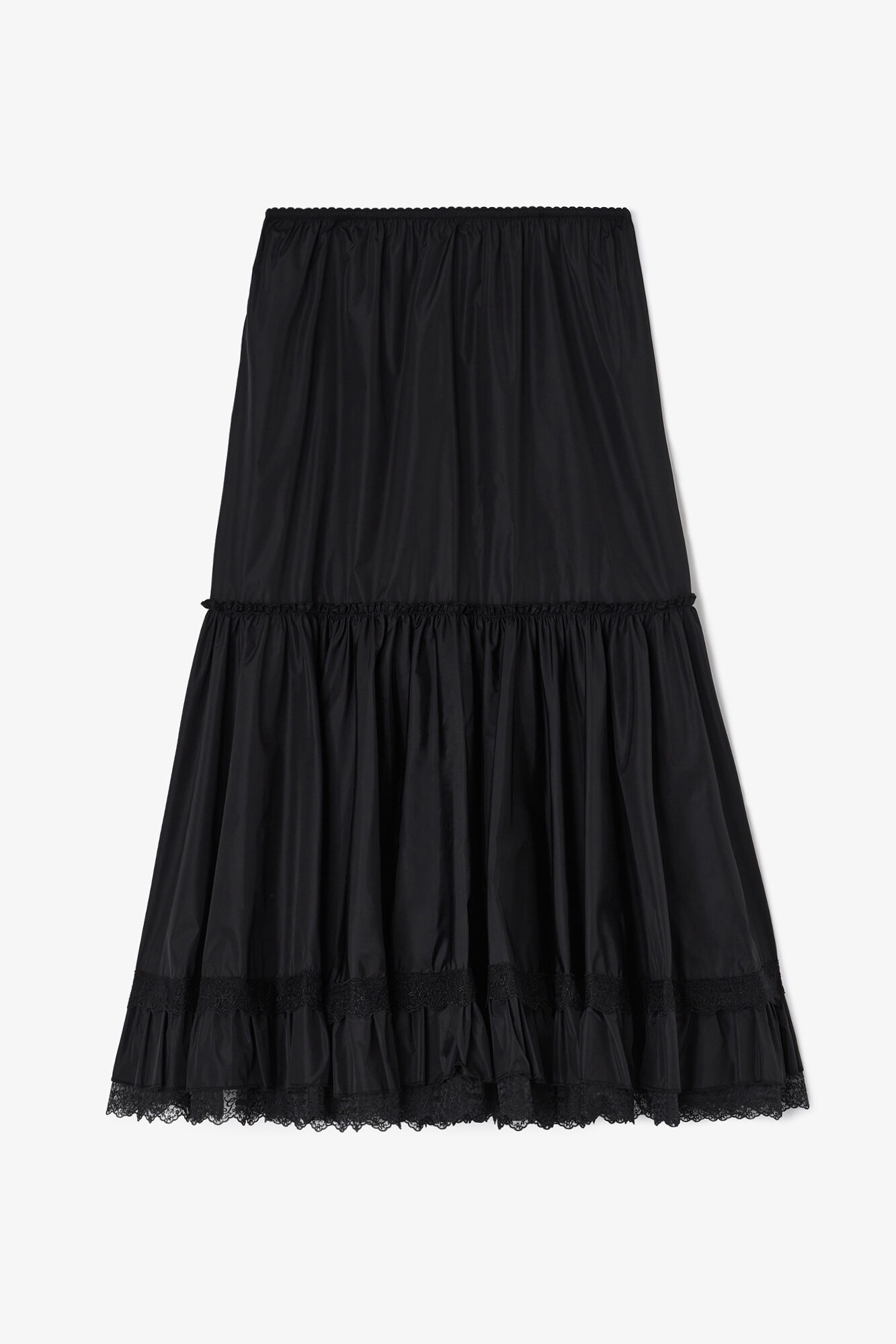 Nederdel i sort nylon, Recycled Polyamide, in colour Black - 1 - GANNI