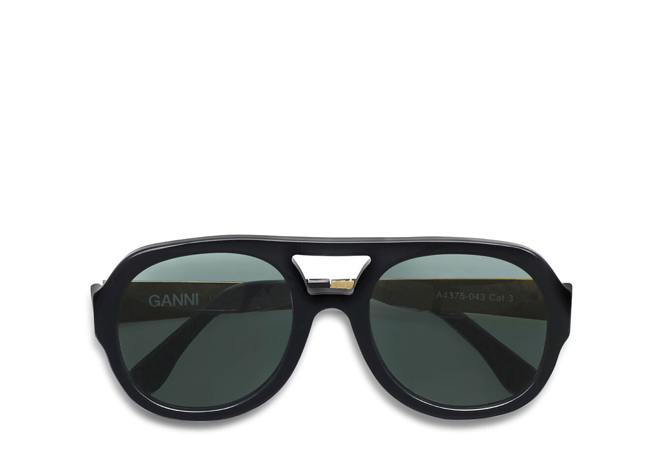 Black Chunky Aviator Sunglasses, Acetate, in colour Black - 1 - GANNI