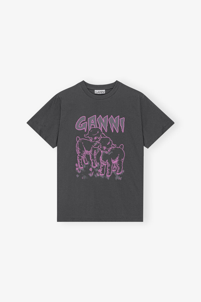 Volcanic Ash Relaxed Lamb T-shirt | GANNI US