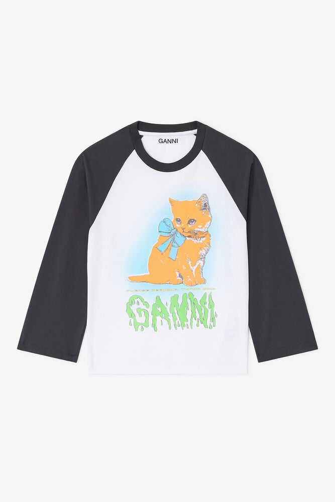 White Cropped Kitty T-shirt, Bright White