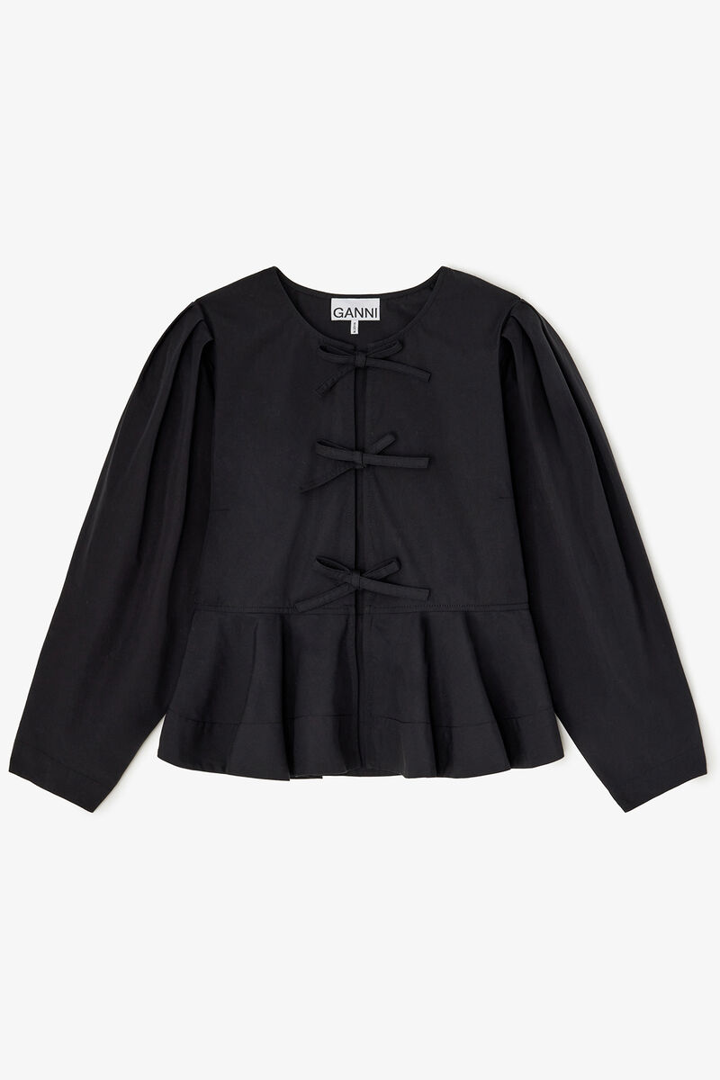 Blouse in Cotton Poplin, Organic Cotton, in colour Black - 1 - GANNI