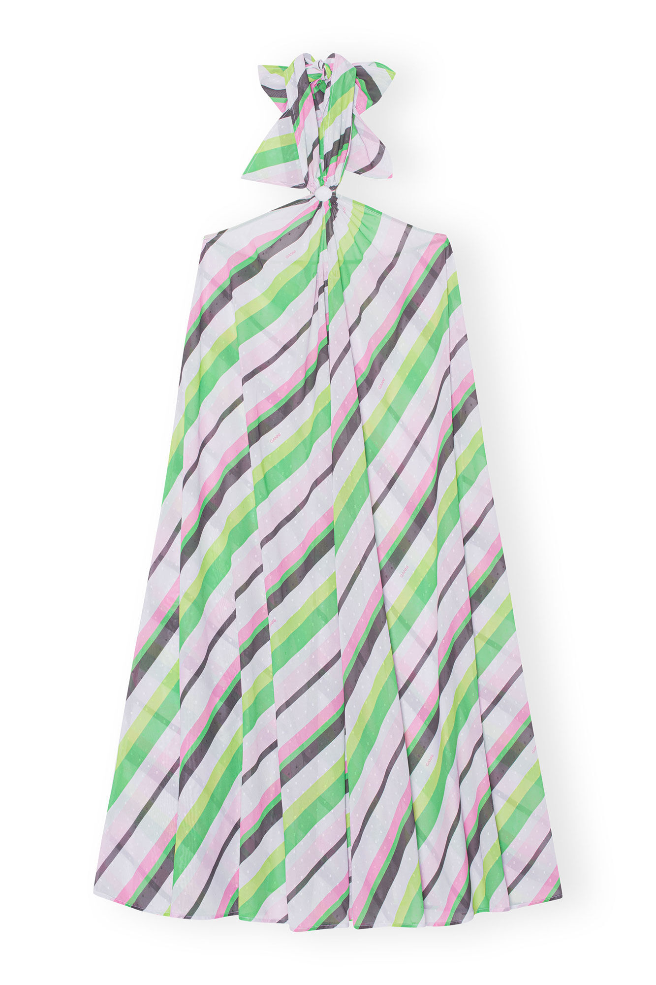Light Chiffon Halterneck Dress, Recycled Polyester, in colour Multicolour - 1 - GANNI