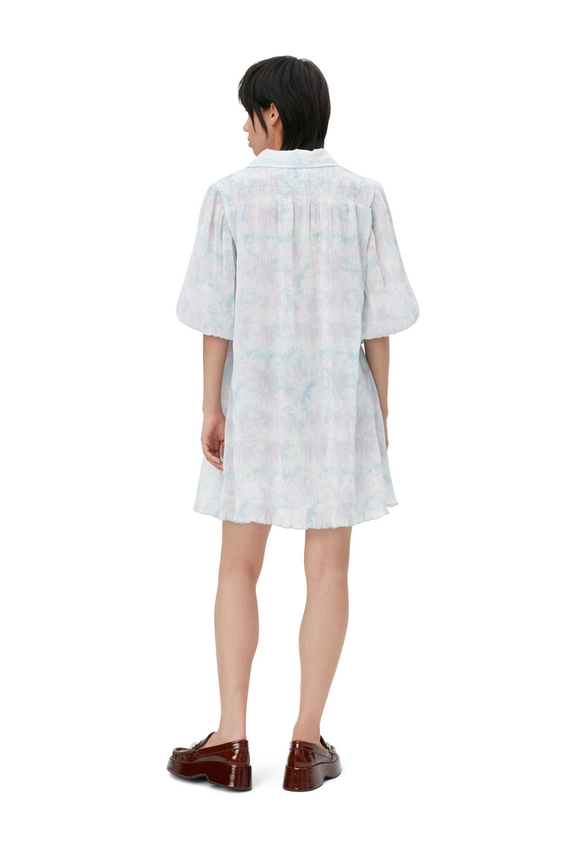 Pleated Georgette Mini Dress, Recycled Polyester, in colour Cherry Blossom - 2 - GANNI