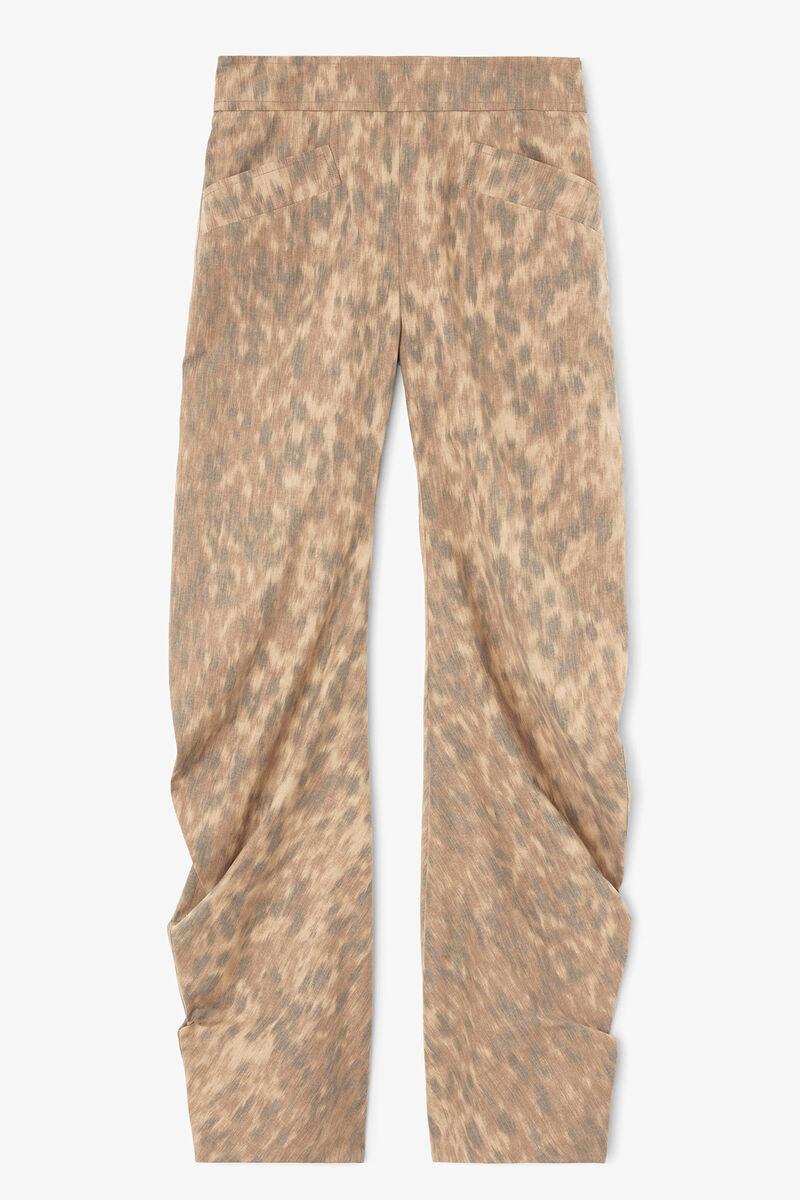 Trousers in Printed Cotton, Organic Cotton, in colour Burro - 1 - GANNI