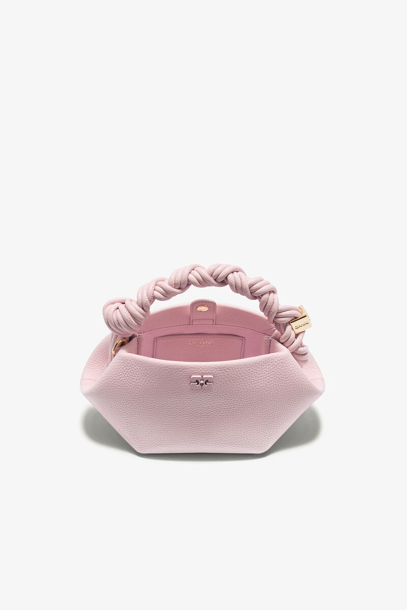 Grained Mini Bou Bag, in colour Chalk Pink - 3 - GANNI