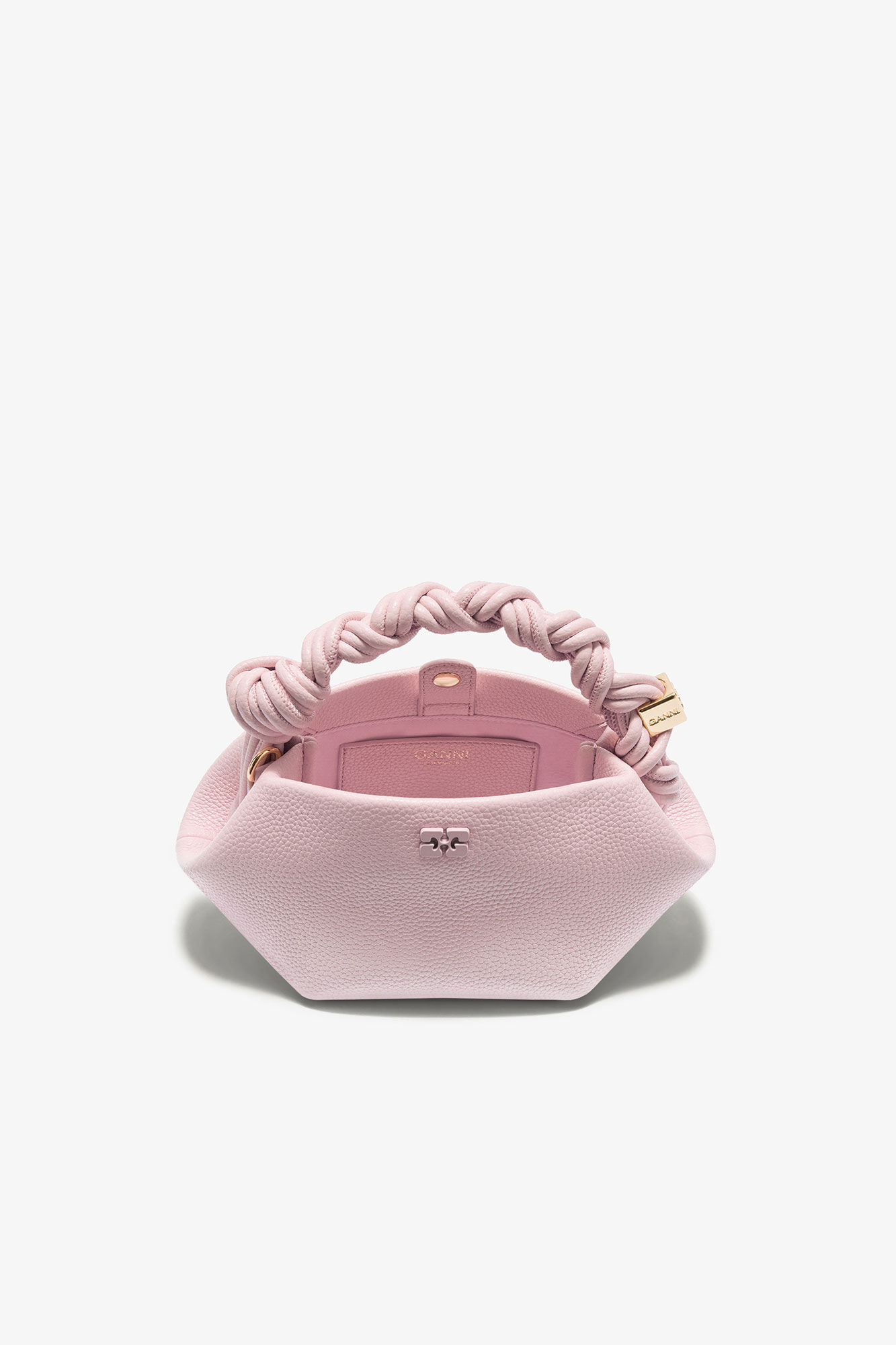Grained Mini Bou Bag, in colour Chalk Pink - 3 - GANNI