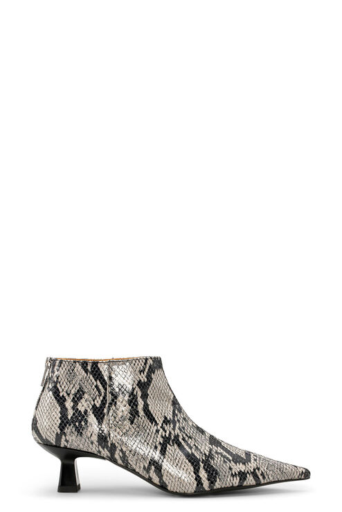 GANNI SNAKED PRINTED SOFT POINTY CROP BOOTS