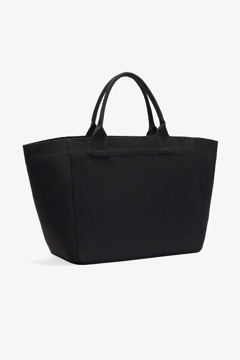 Black Puppy XXL Tote, Recycled Cotton, in colour Phantom - 2 - GANNI