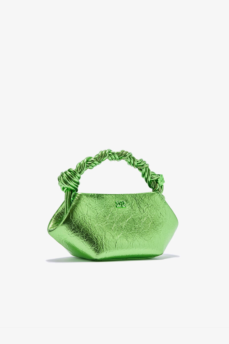 Metallic Mini Bou Bag, Polyurethane, in colour Greenery - 2 - GANNI