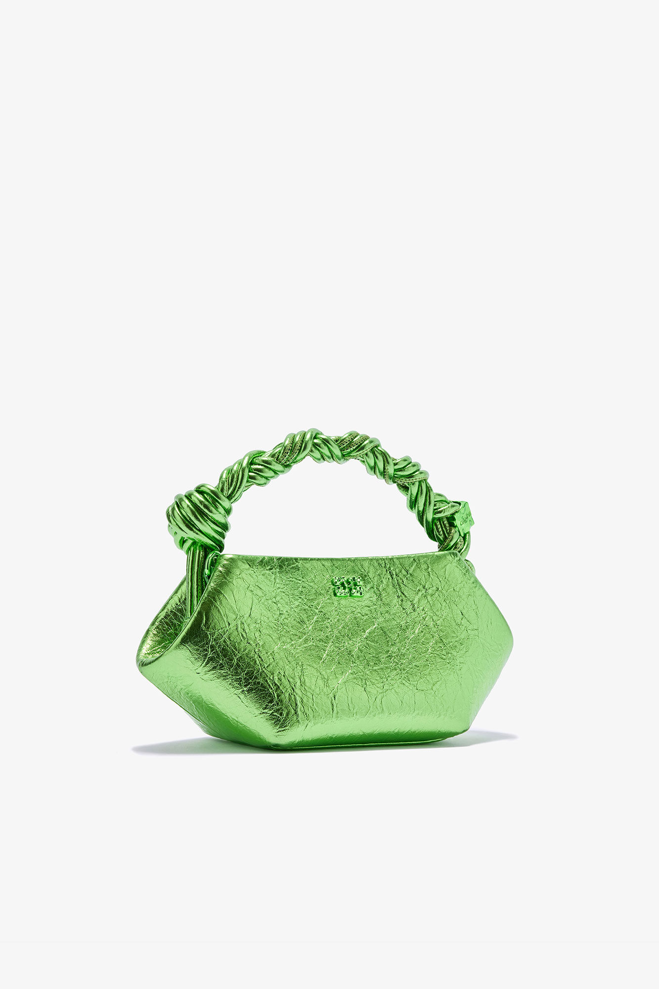 Metallic Mini Bou Bag, Polyurethane, in colour Greenery - 2 - GANNI