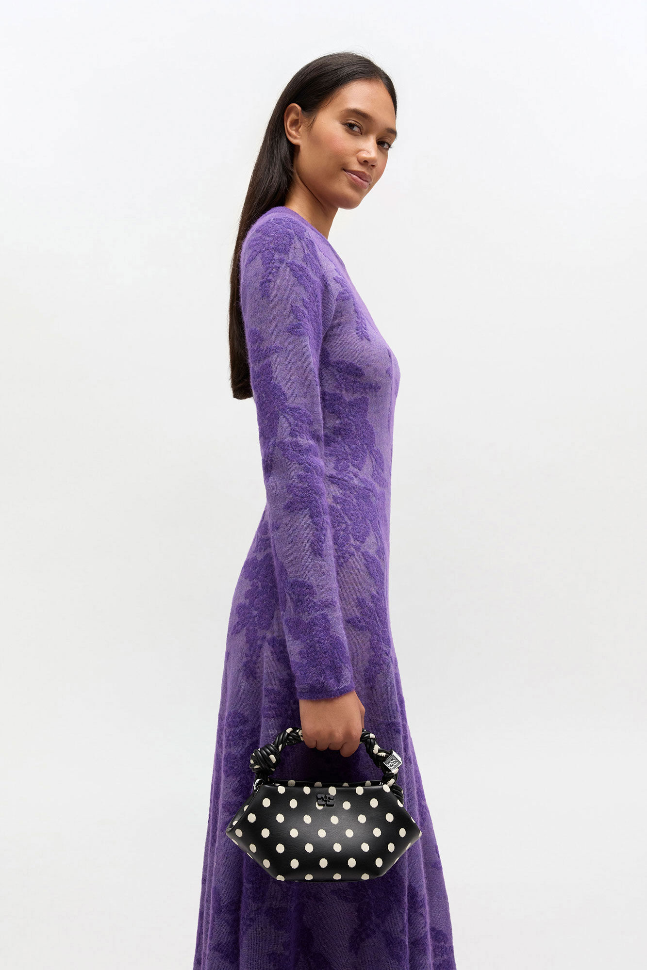 Black Polka-Dot Mini Bou Bag | GANNI US