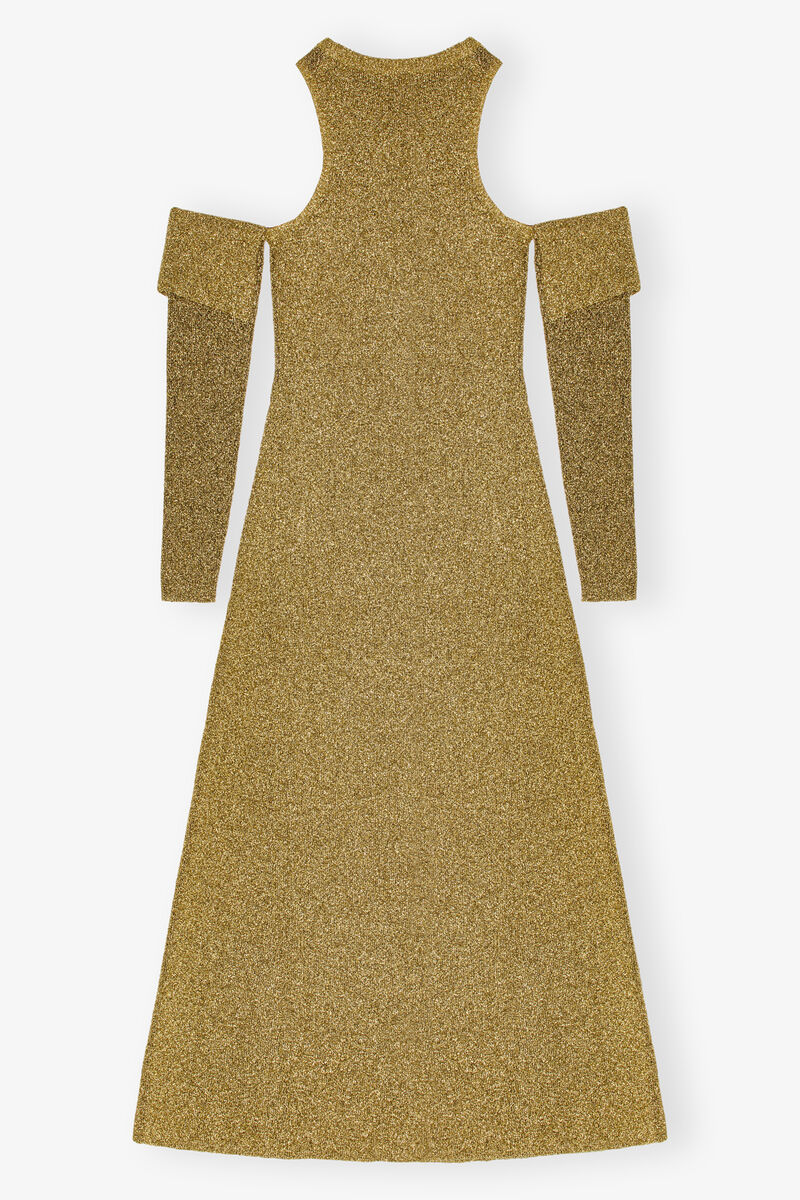 Gold Sparkle Cold-Shoulder Maxi Dress, Metallic fiber, in colour Gold - 2 - GANNI