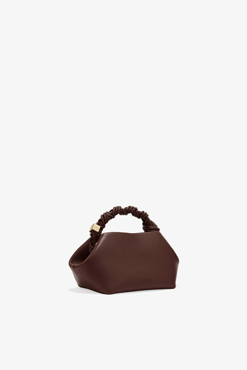Brown Small Bou Bag, Recycled Leather, in colour Chocolate Fondant - 2 - GANNI