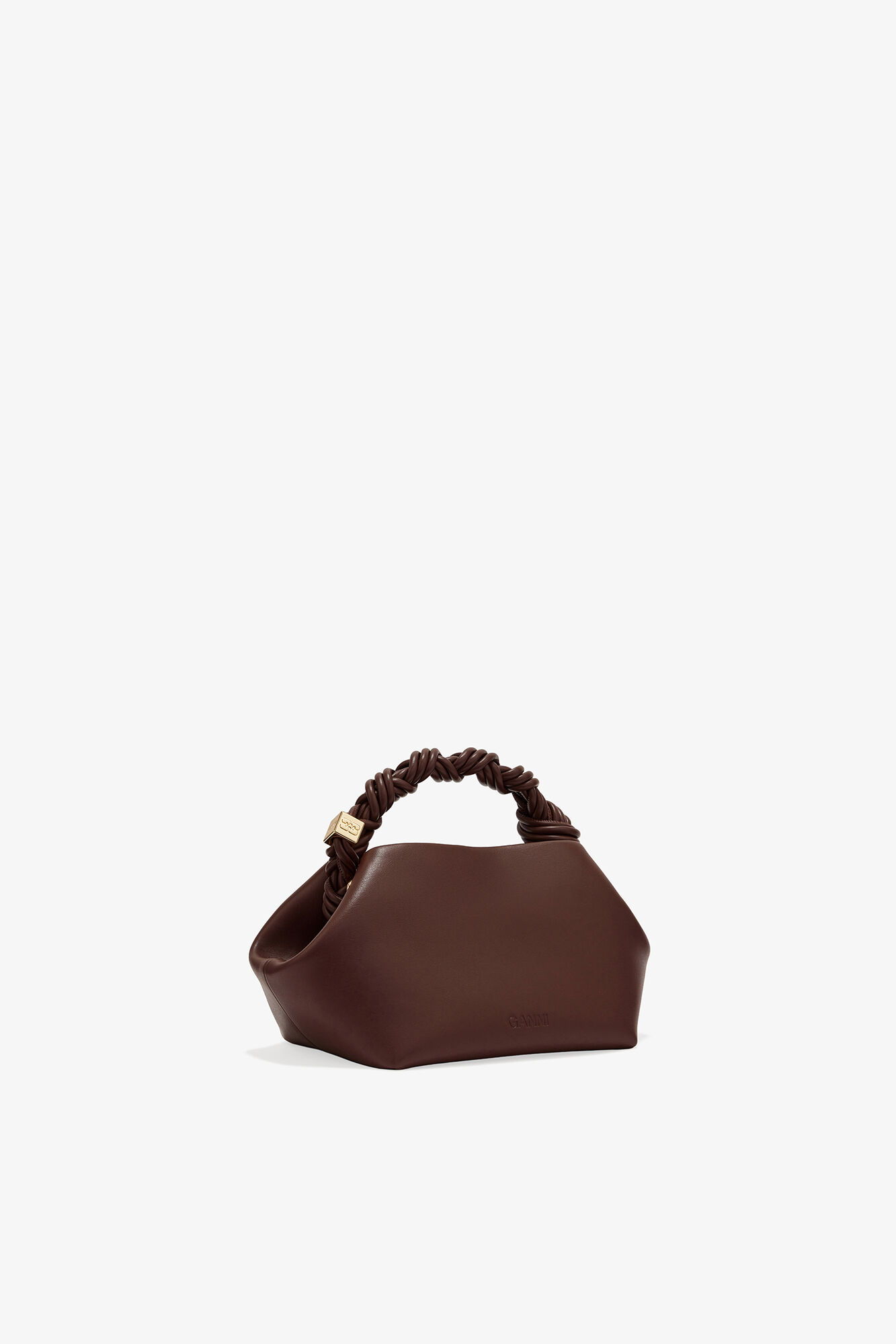 Brown Small Bou Bag, Recycled Leather, in colour Chocolate Fondant - 2 - GANNI