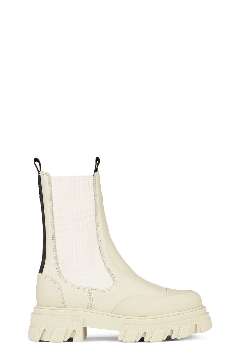 Chelsea Boots, Leather, in colour Oyster Gray - 1 - GANNI