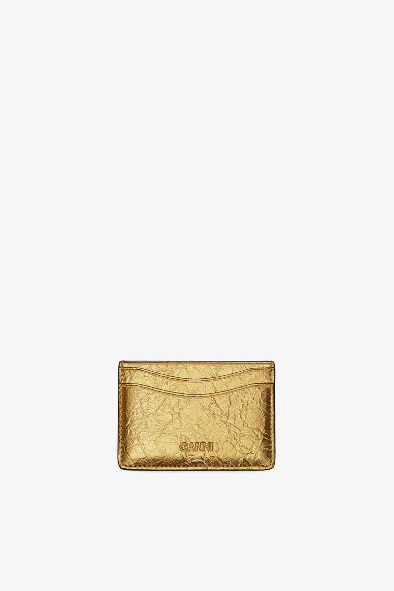 Bou Card Holder in Metallic, in colour Gold - 2 - GANNI
