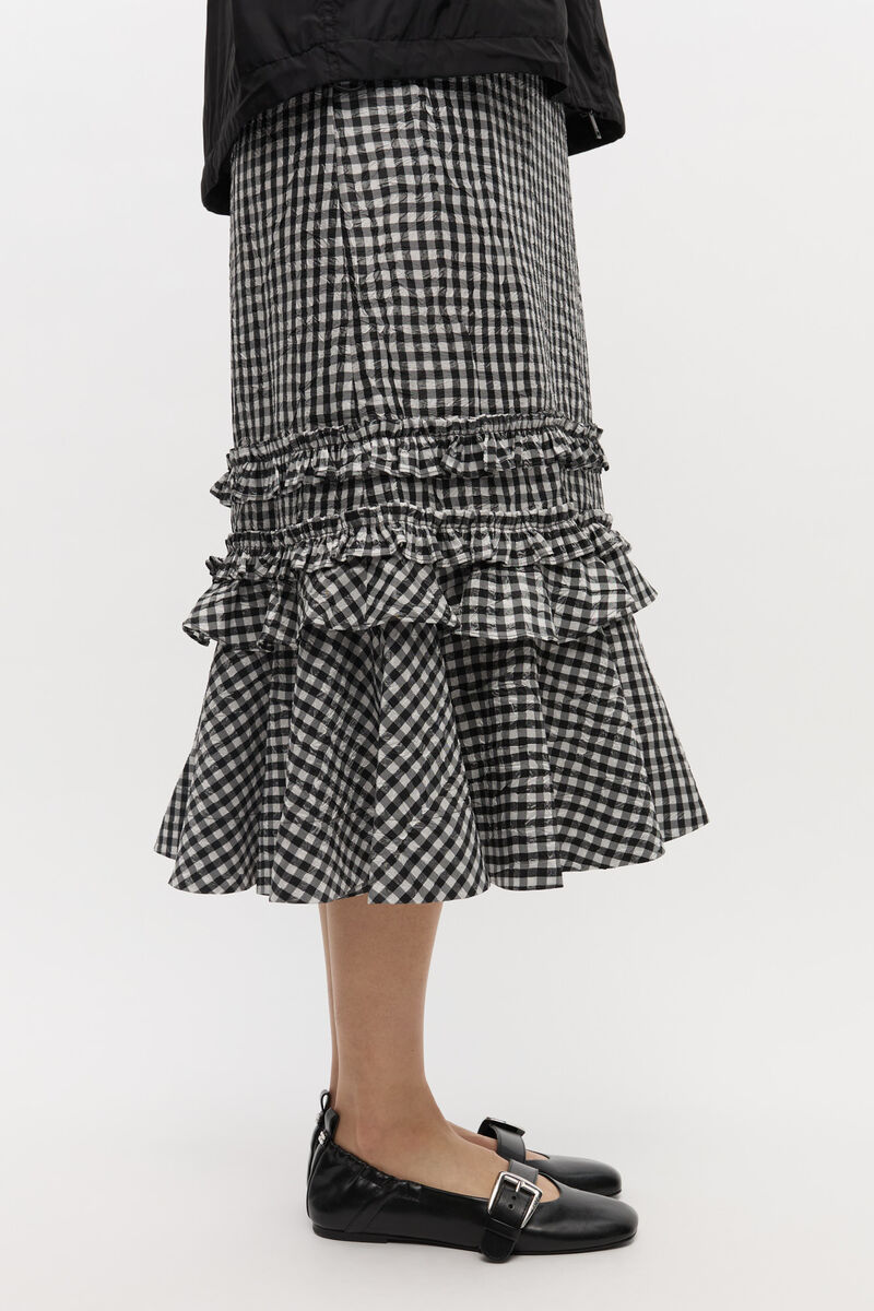 Schwarze Ballerinas mit Schnallenriemen, Cotton, in colour Black - 2 - GANNI