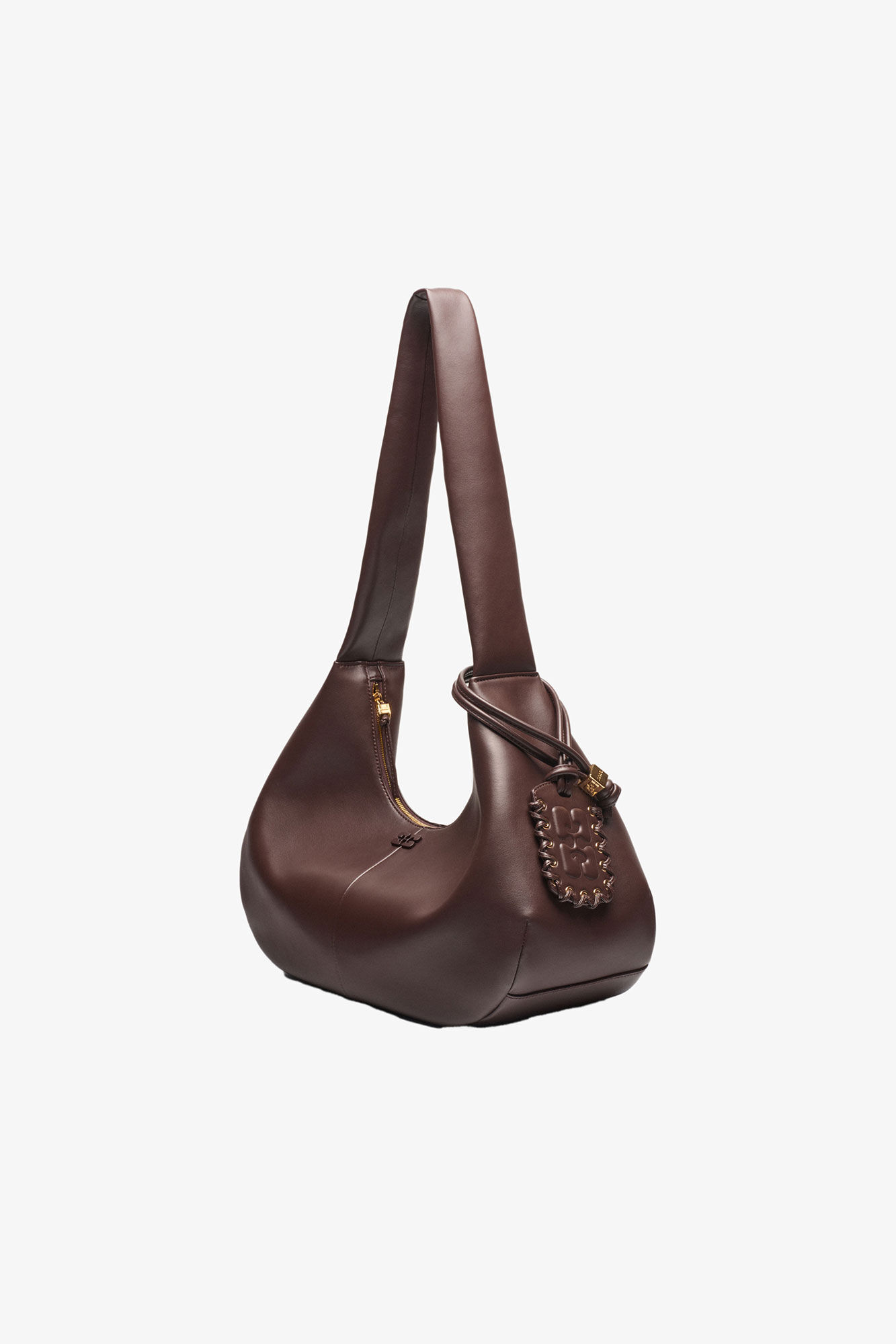 Brown Medium Hobo Bag, Polyester, in colour Chocolate Fondant - 4 - GANNI