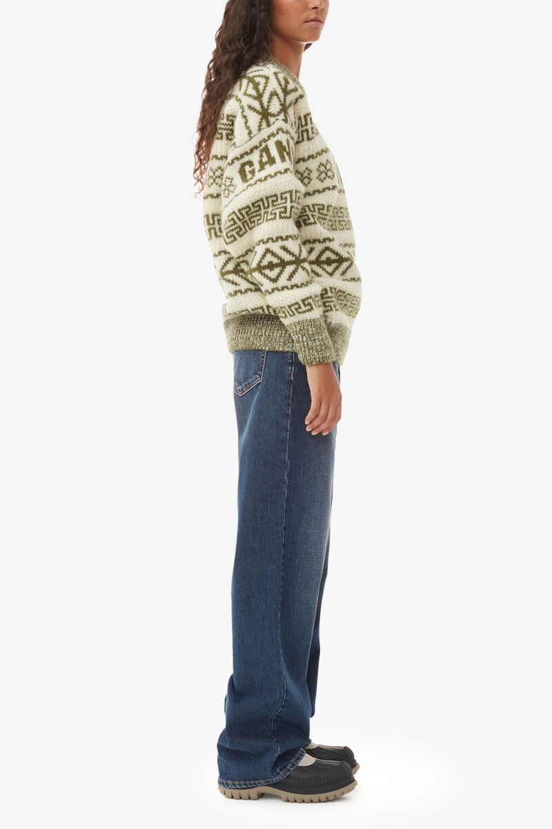 Wool Pullover, Organic Wool, in colour Avocado - 3 - GANNI