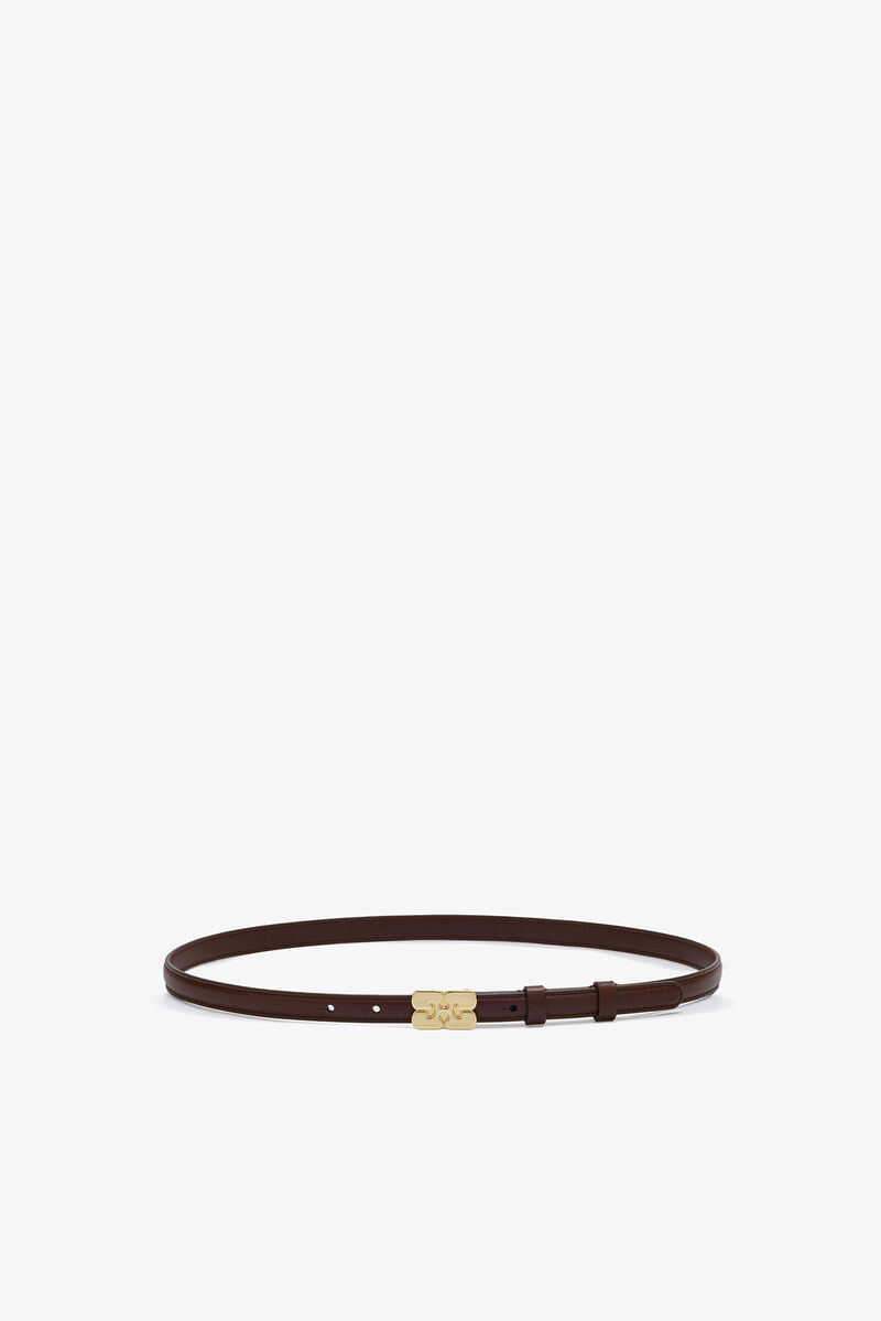 Petite ceinture marron Kat, Recycled Leather, in colour Chicory Coffee - 1 - GANNI