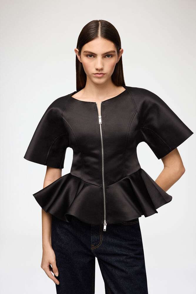 Blouse in Black Satin, Black