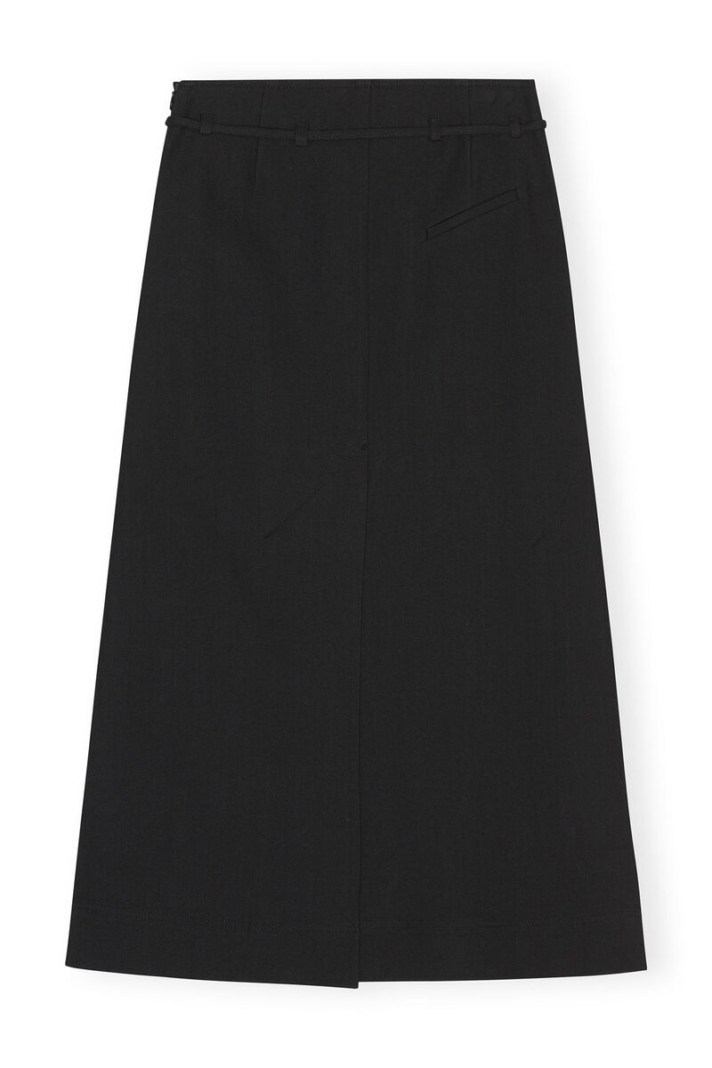 Black Cotton Suiting Maxi Slit Skirt, Cotton, in colour Black - 2 - GANNI
