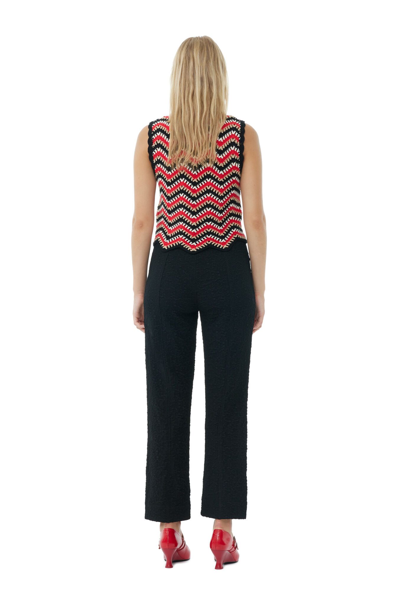 Red Cotton Crochet Vest, Cotton, in colour Racing Red - 4 - GANNI