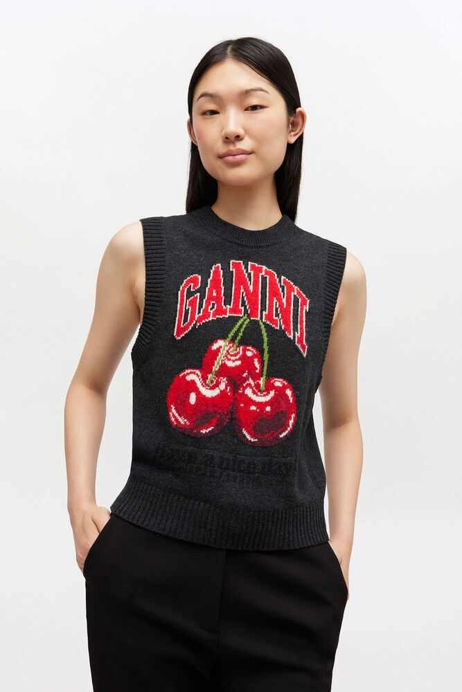 Graphic Wool Vest, Phantom