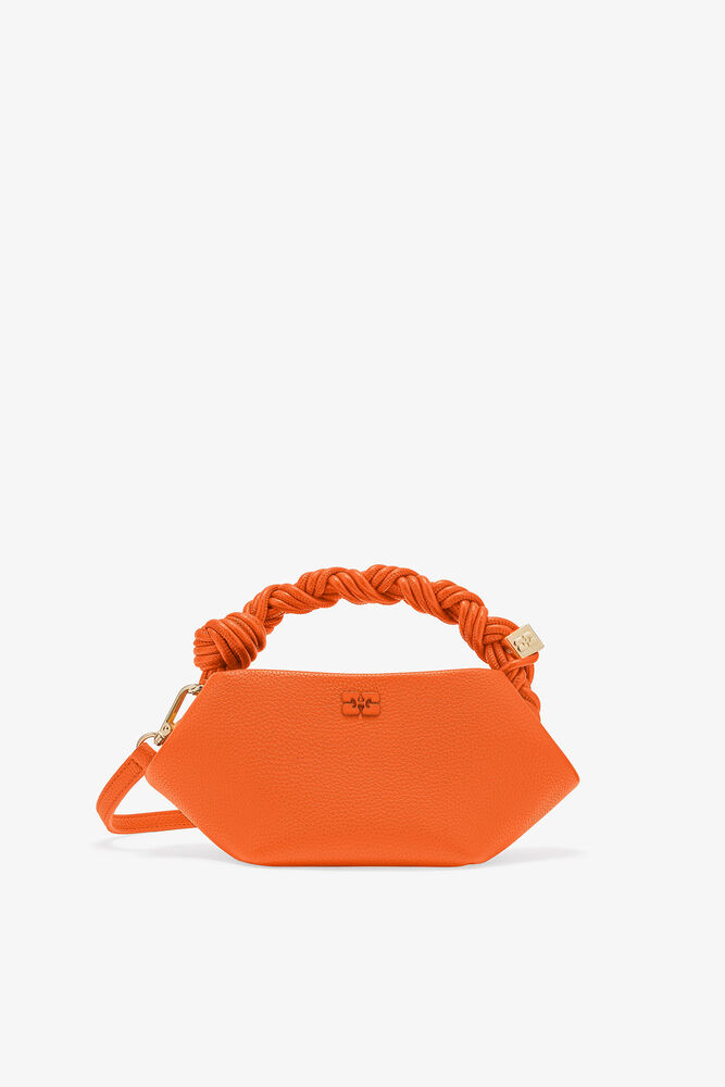 Oransje, mini GANNI Bou-veske med kornet tekstur, Russet Orange