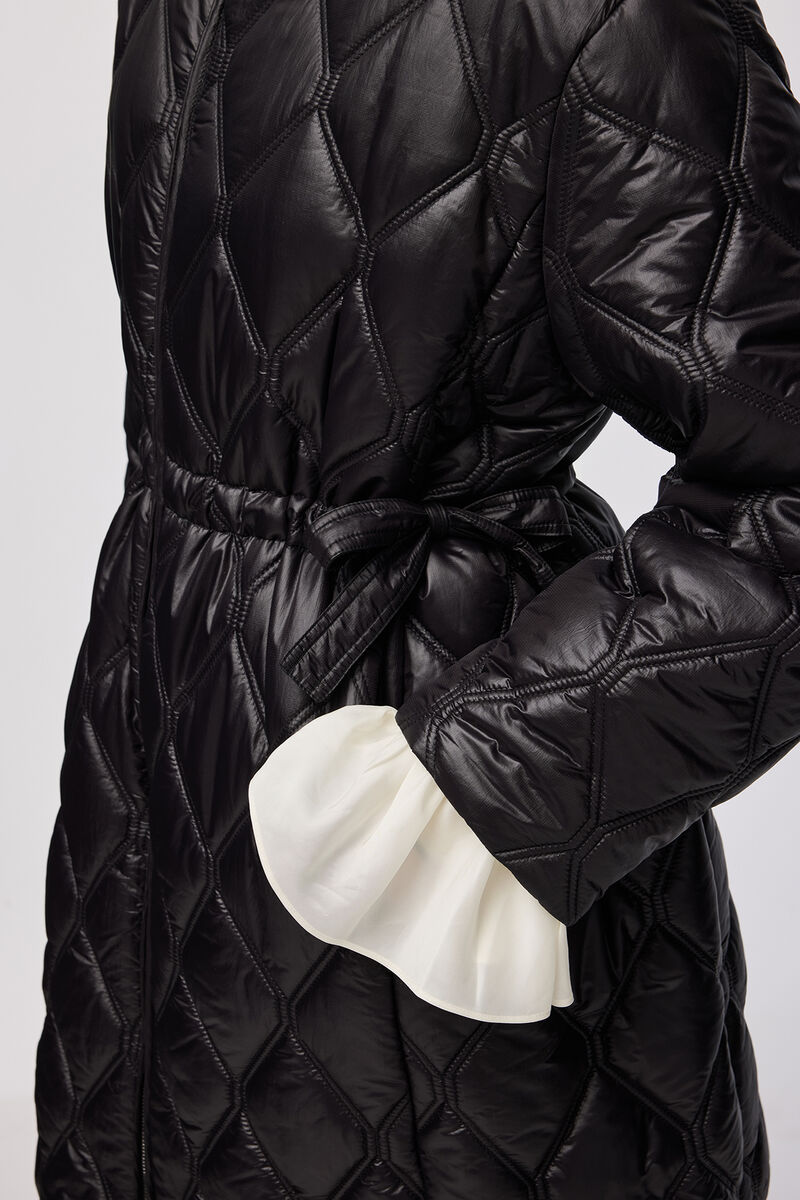 Steppmantel in Schwarz, Recycled Polyamide, in colour Black - 2 - GANNI