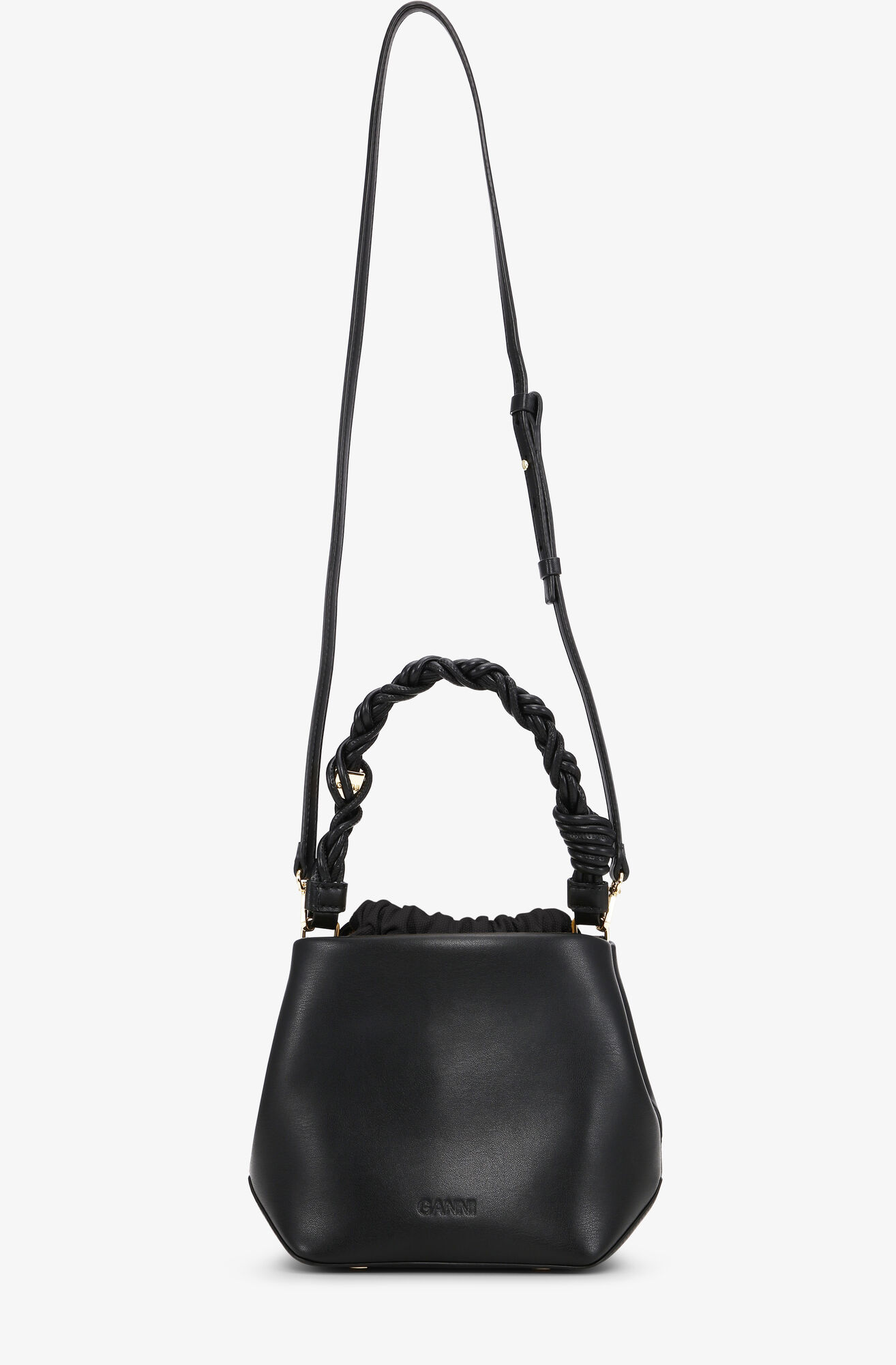 Black GANNI Bou Bucket Bag, Polyester, in colour Black - 2 - GANNI
