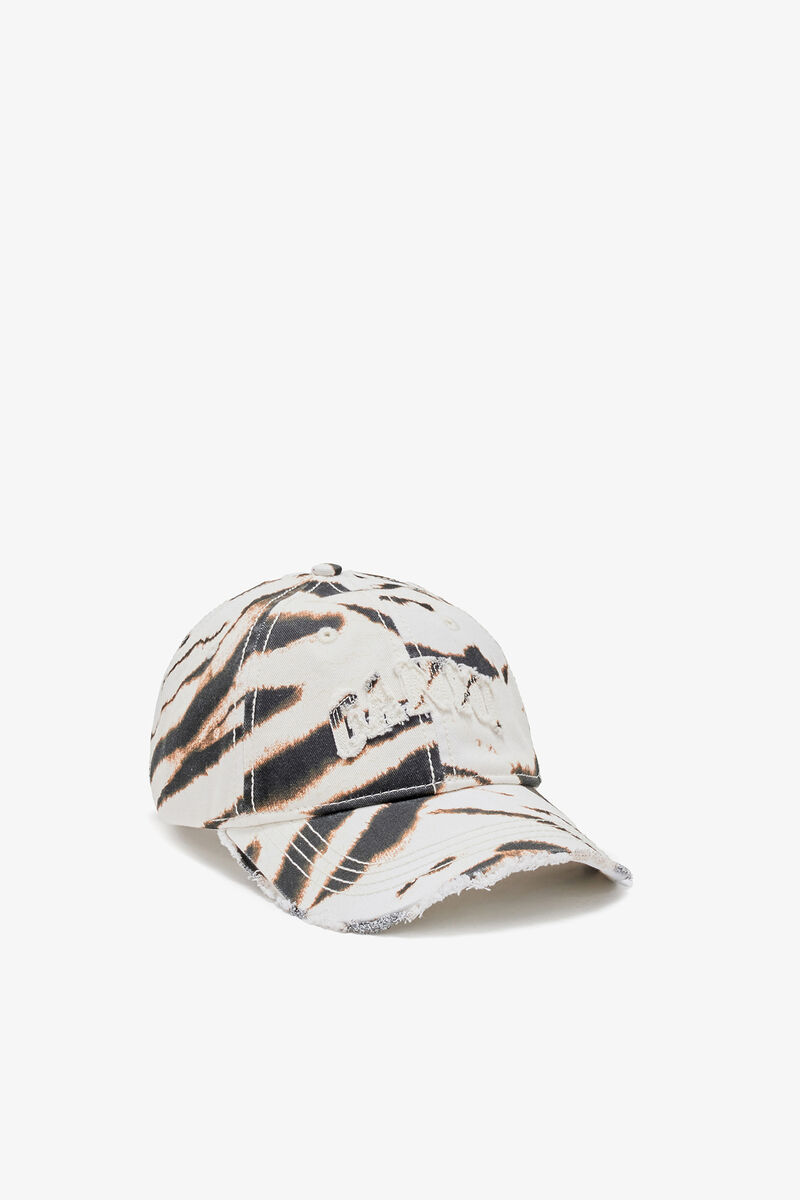 Cap in Washed Cotton, Organic Cotton, in colour Egret - 1 - GANNI