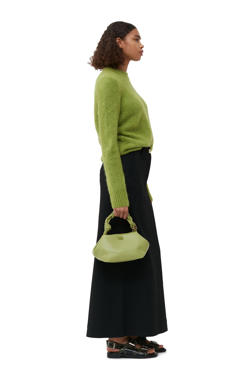 Light Khaki Small GANNI Bou Bag, Polyester, in colour Mosstone - 1 - GANNI
