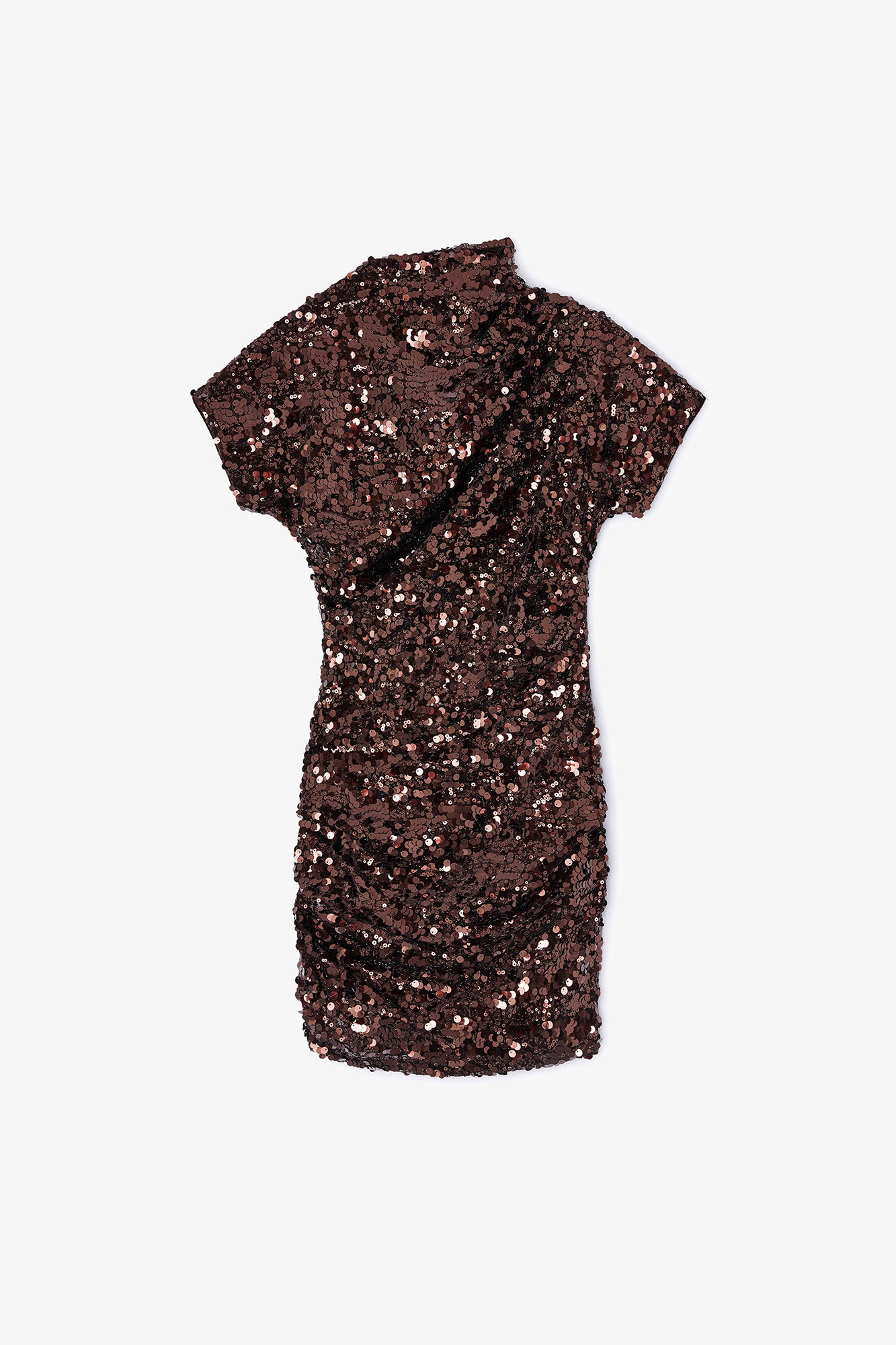 Brown Sequins Mini Dress, Recycled Polyester, in colour Demitasse - 1 - GANNI