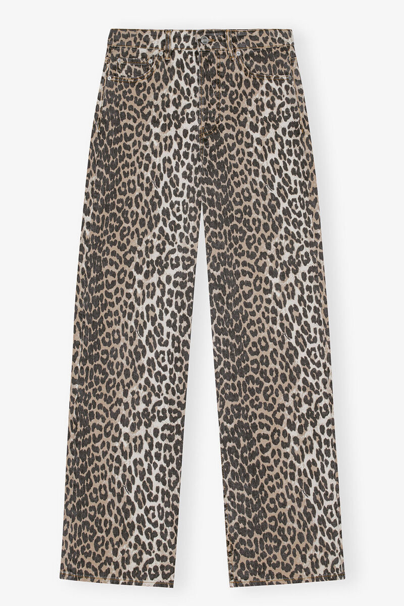 Leopard Izey Jeans, Cotton, in colour Leopard - 1 - GANNI