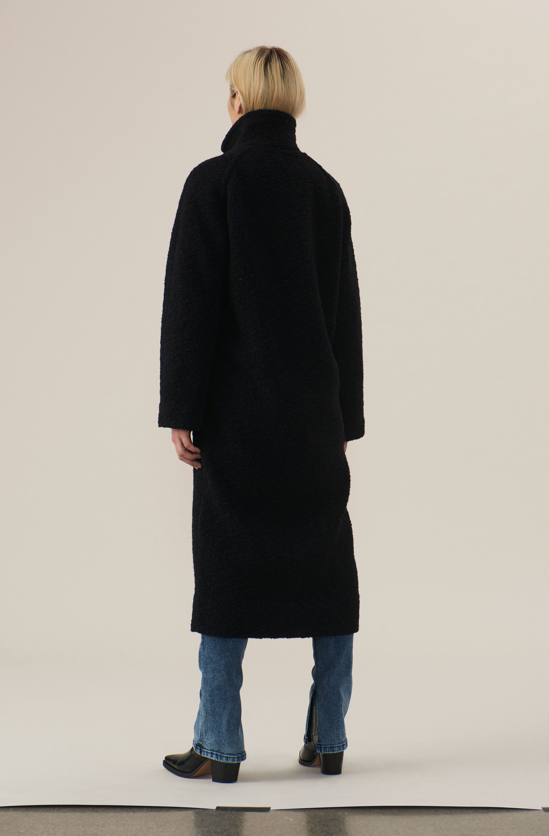 ganni boucle wool wrap coat