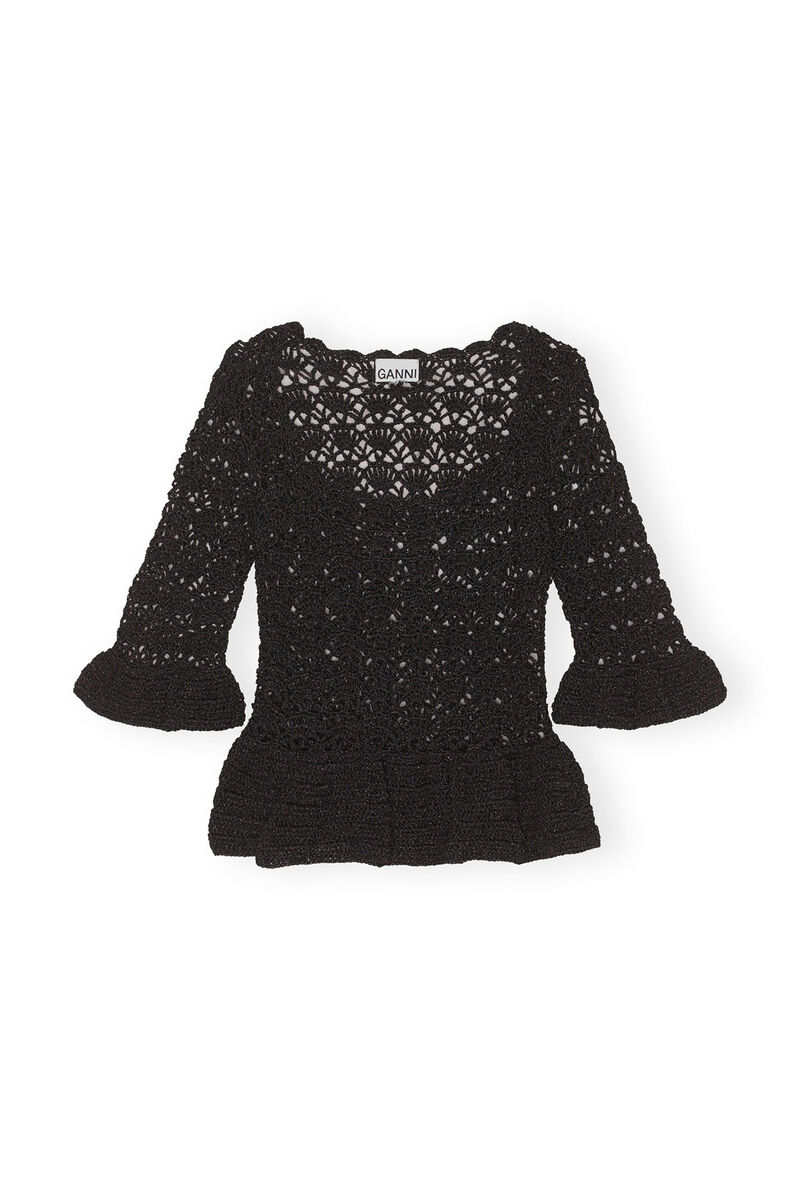 Crochet Top, in colour Black - 1 - GANNI