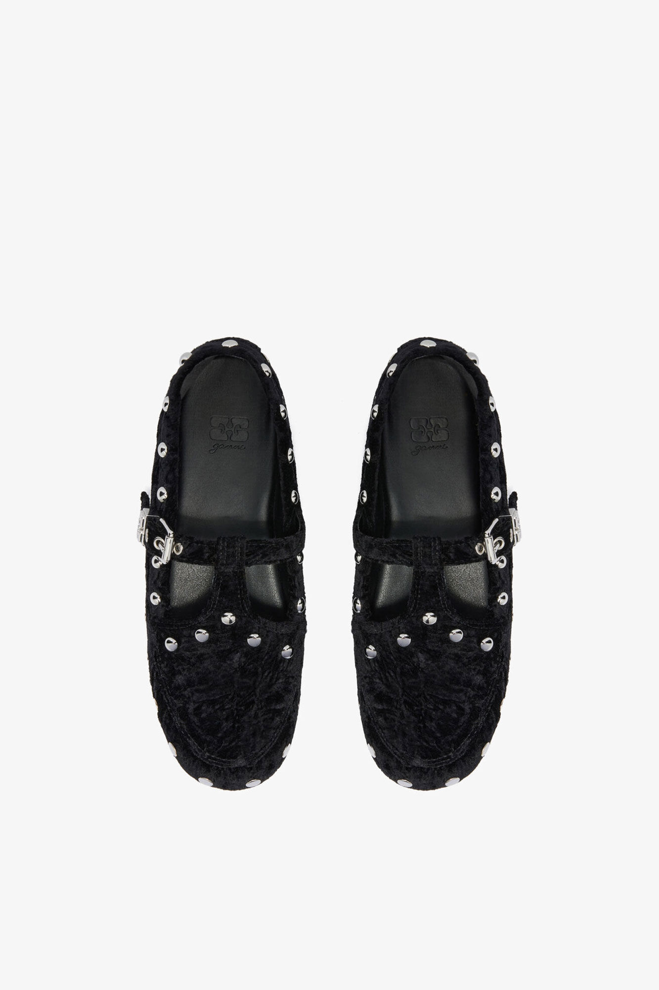 Mary Jenny Mokassins aus schwarzem Samt, Polyester, in colour Black - 3 - GANNI