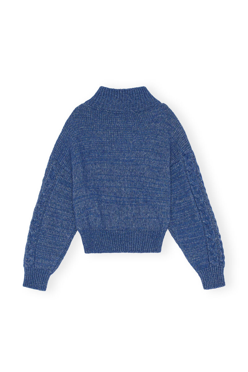 Chunky Cable Sweater, Alpaca, in colour Nautical Blue - 2 - GANNI