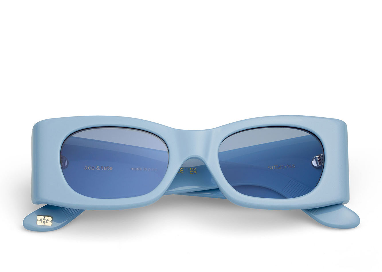 GANNI x Ace & Tate Baby Blue Kayla Sunglasses, Acetate, in colour Baby Blue - 1 - GANNI