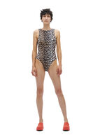 Sporty Swimsuit, Elastane, in colour Leopard - 1 - GANNI